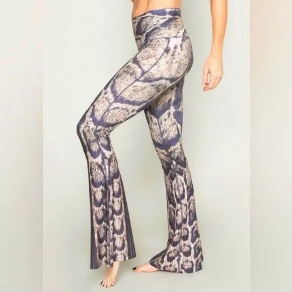 Niyama Sol Brown & Black Animal Print Super Flare Pants Size Medium - Picture 6 of 16